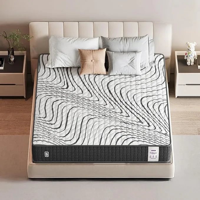 Springwel Embrace orthopedic memory foam queen mattress in white fabric cover