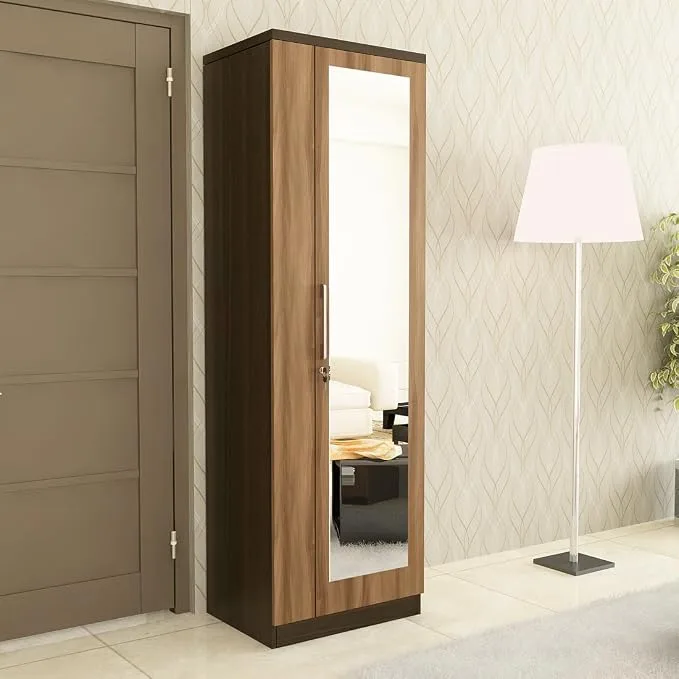 Spacewood Ken single-door wardrobe in Walnut Bronze with mirror door
