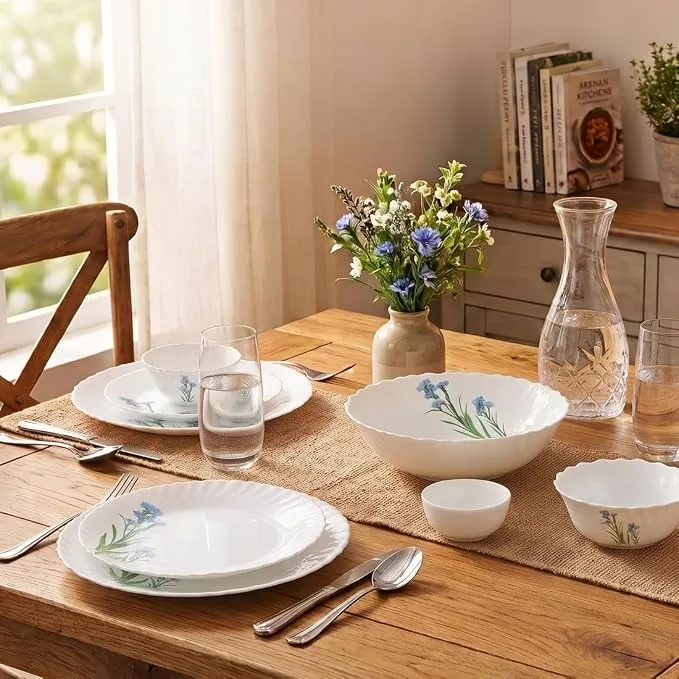 La Opala Novo Opalware Dinner Set, 10 Pcs, Blue Florets