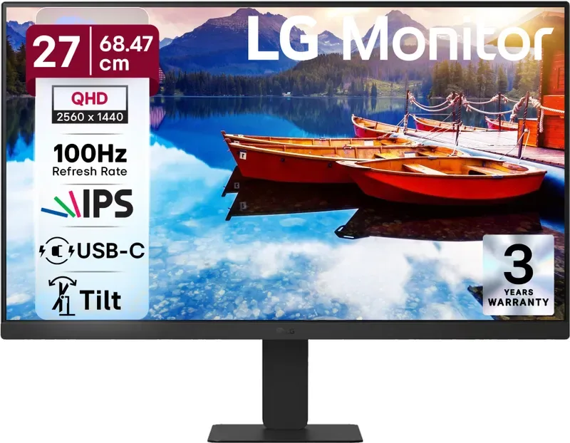 LG 27U631A 27-inch Quad HD IPS monitor, front view