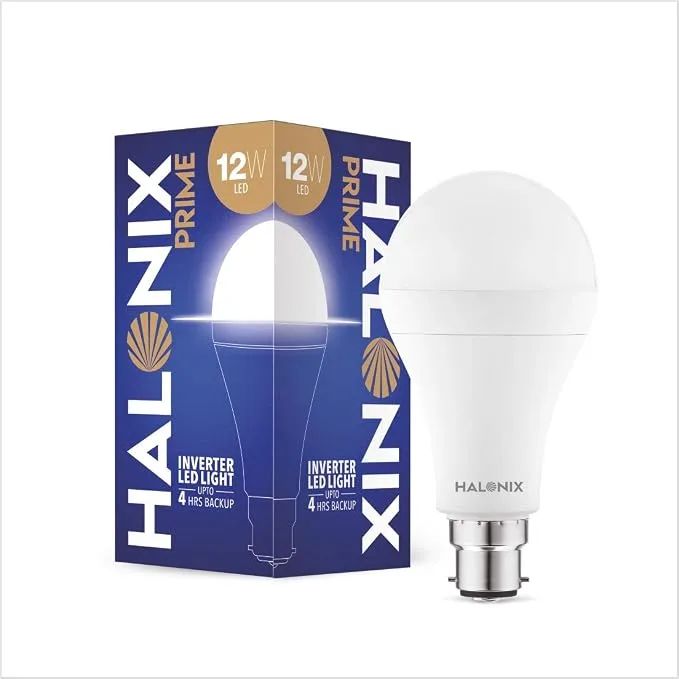 Halonix Prime 12W B22D inverter rechargeable emergency LED bulb, pack of 1 in white