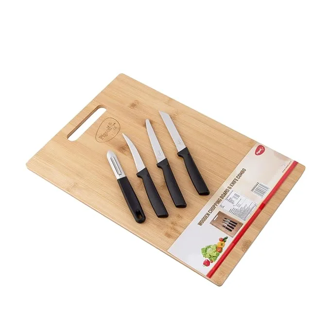 Pigeon by Stovekraft medium natural bamboo chopping board and knife set, 28 x 20 cm