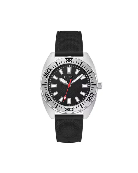 GUESS men's black analogue watch product photo from AJIO listing
