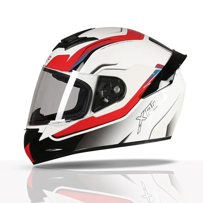 TVS XPOD aerodynamic helmet in Speedy White & Red with ultrawide visor