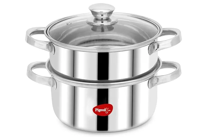 Pigeon By Stovekraft Steel X Steamer, Stainless Steel, Induction Base, 4.6 litres