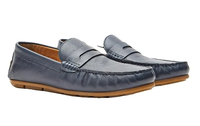 Symbol Premium navy men’s smart casual driver leather loafers