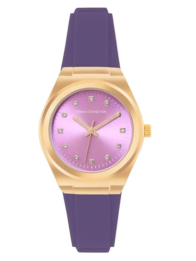 French Connection 3 Hands Purple Dial Round Sunray Analog Watch for Women - FCS07PR