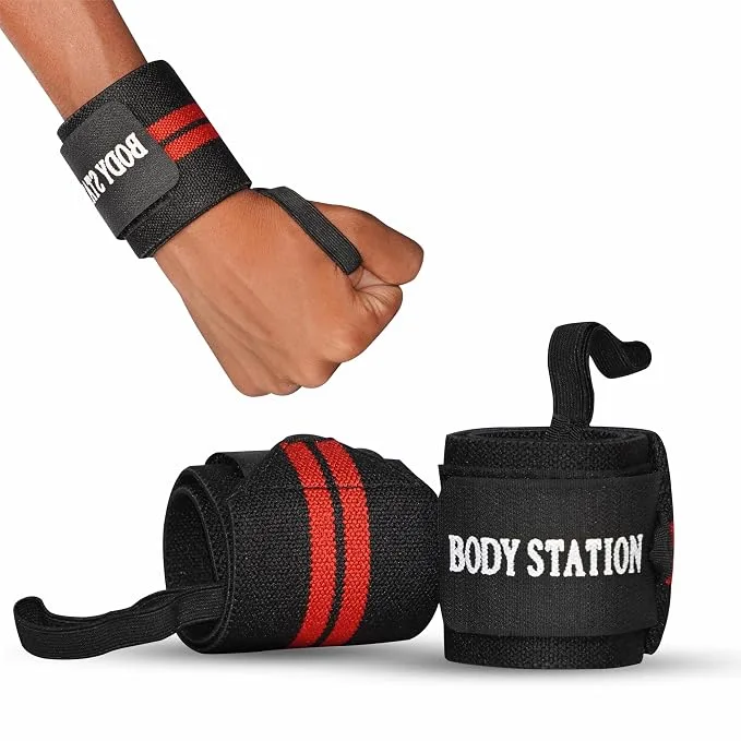 BODYSTATION Pro Weightlifting Wrist Wraps with thumb loop