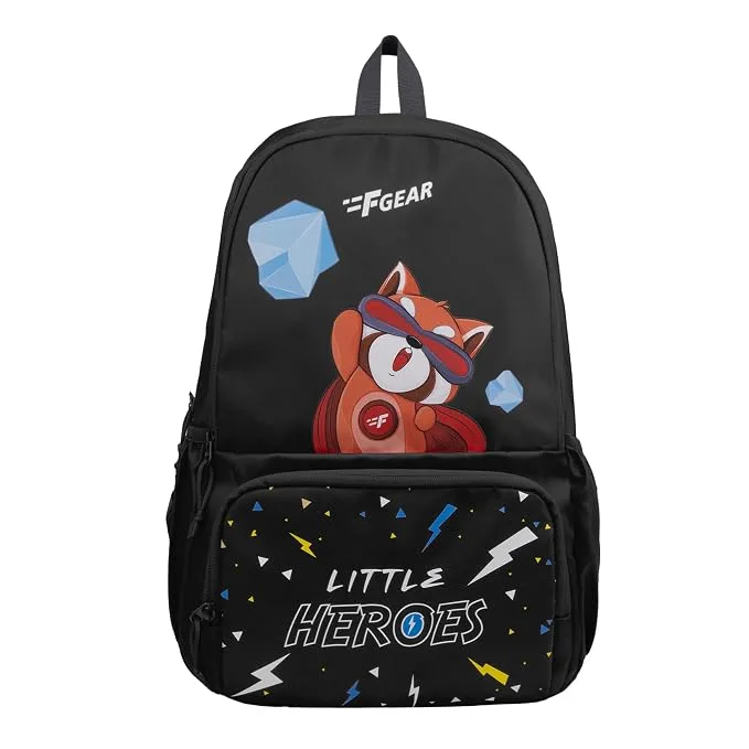 F Gear Little Heroes black 22 litre backpack for school, tuition and everyday use