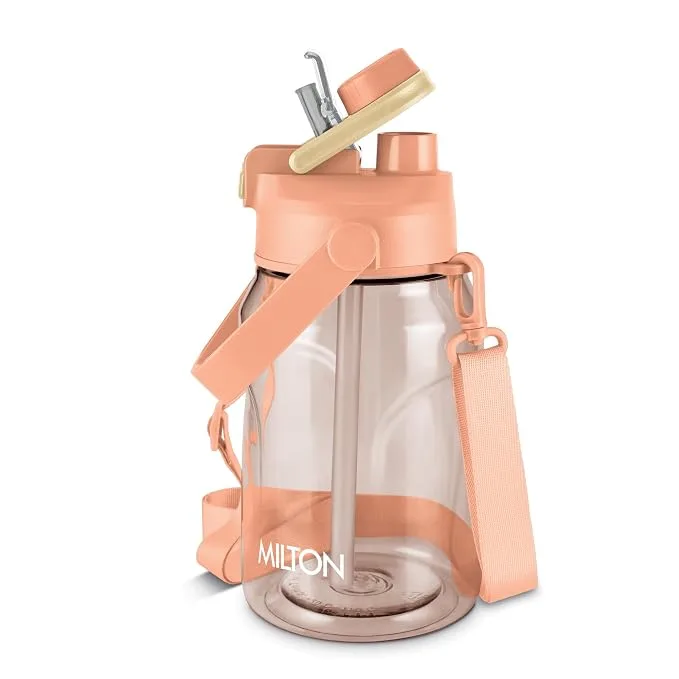 MILTON Eros 1000 960ml water bottle in Peach with 2-in-1 sip or gulp lid